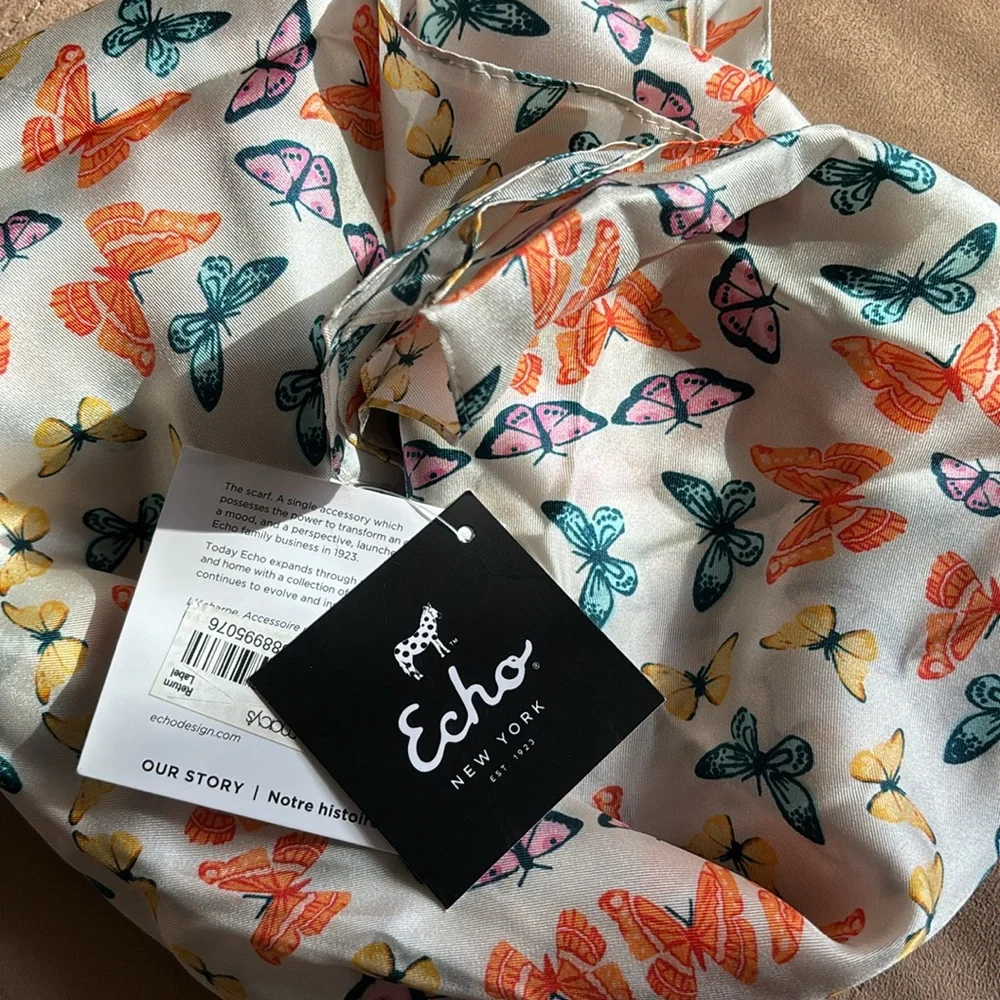 Echo Printed Silk Scarf Butterfly Multicolor NWT